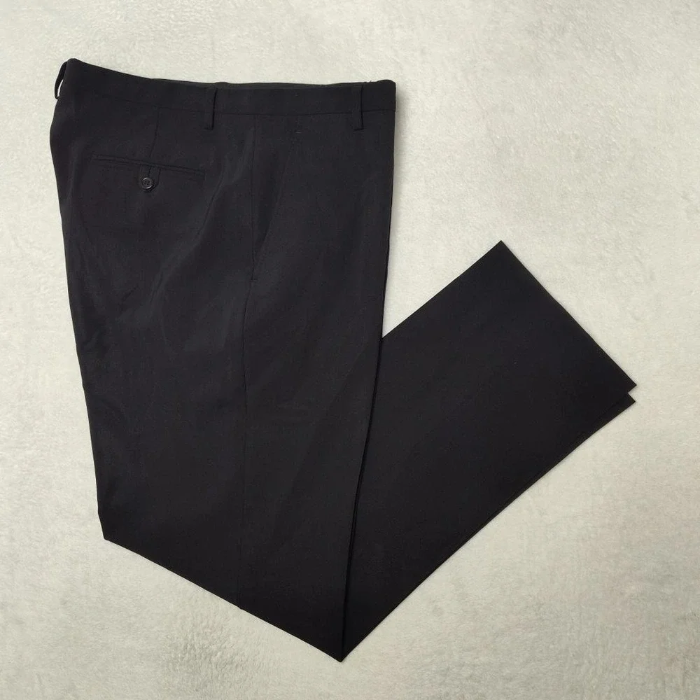 JCrew Pants Mens 33x30‎ Black Wool Spandex Stretch Flat Front Dress Slacks Suit
